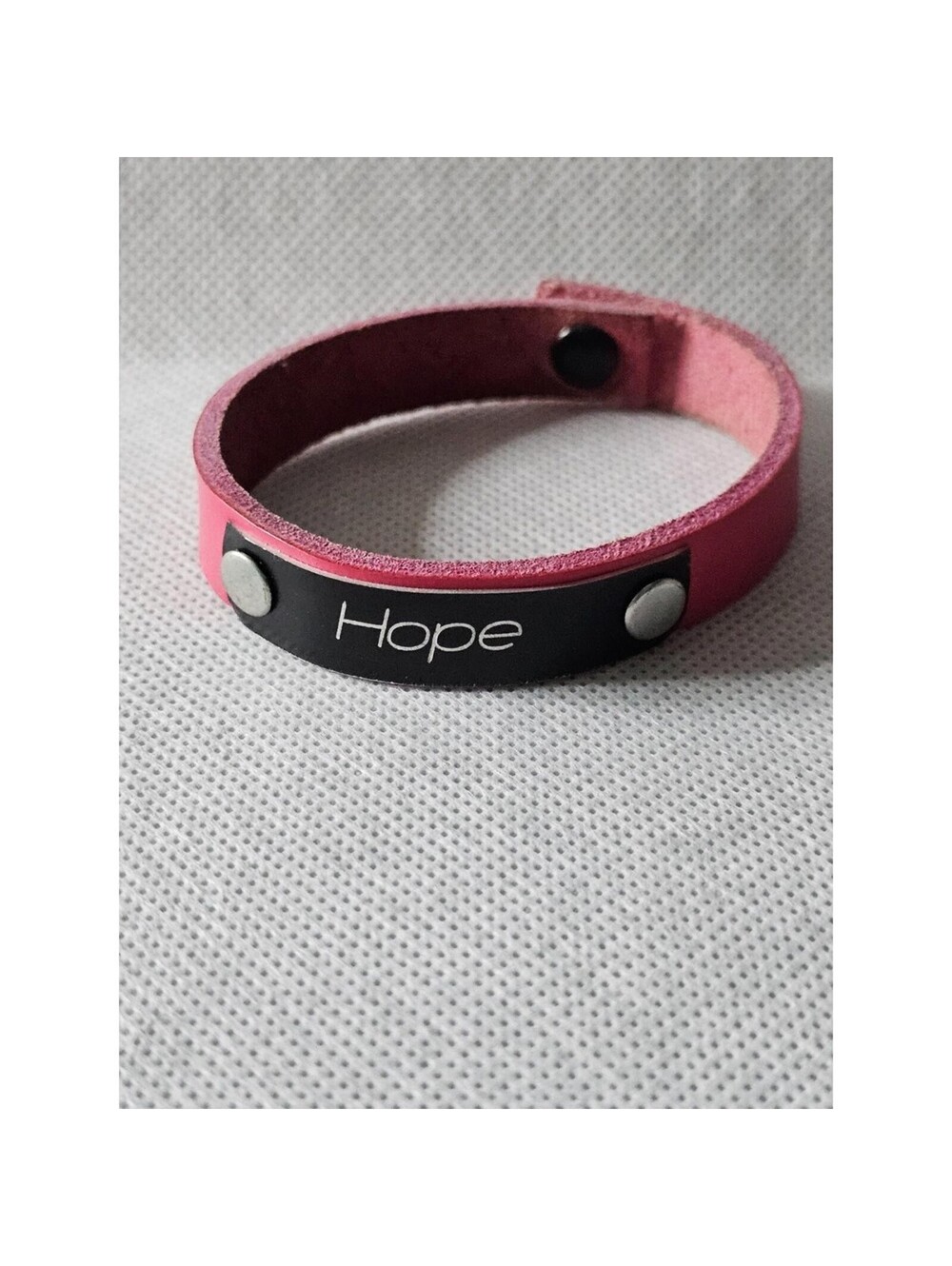 JKLeathers Hope Bracelet Pink Leather Adjustable Snap Cuff Womens
